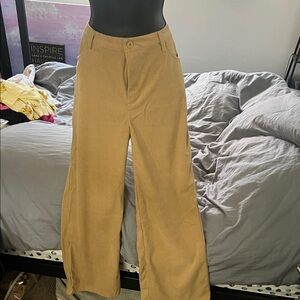 Tan Wide-Leg Corduroy Pants